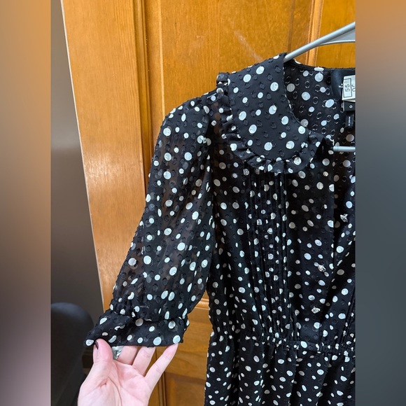 Marc Jacobs The Kat Dress Polka Dot Size 0 Peter Pan Collar Black & White - Picture 5 of 14